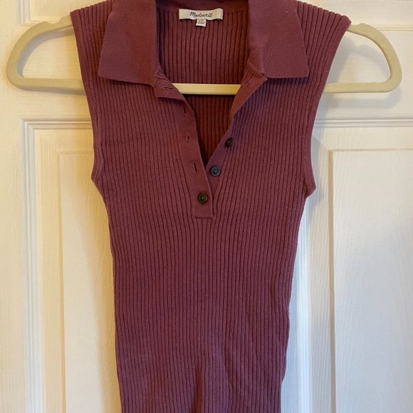 Madewell Owen Sleeveless Sweater Polo in Pressed Grape XXS - Picture 4 of 7